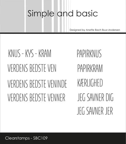 Simple and basic Clearstamp "Dansk Tekst" SBC109