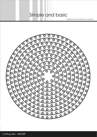 Simple and Basic - Die - Heart Framed - Circle / Cirkler m. Hjerter