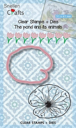Snellen Crafts Diecut & clearstamp set: “waterlily leaf” åkandeblad snccs002