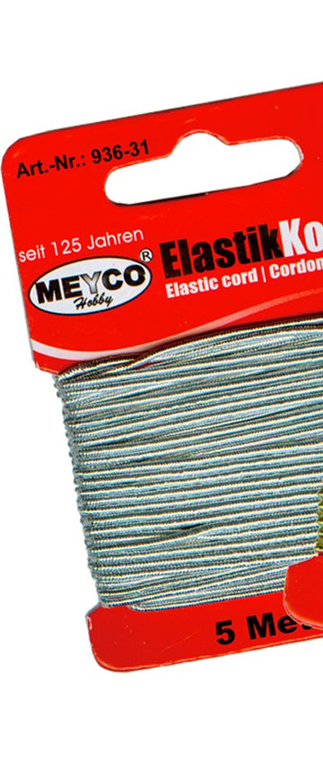 Elastik Kordel 5m sølvfarvet.