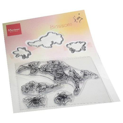 Marianne Design clear stamp og die med bier og æblegren