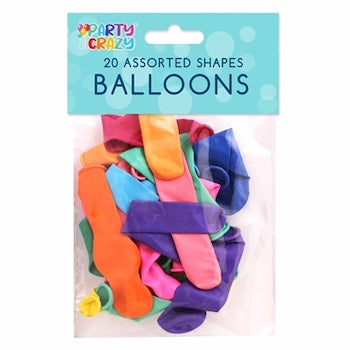 Balloner 20 stk  Heliums kvalitet - ass. farver og former
