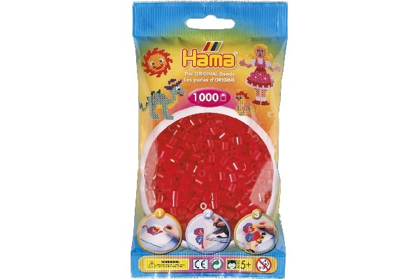 Hama perler 1000 stk transp. rød