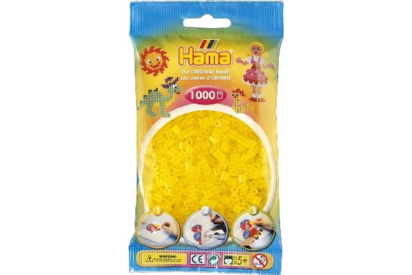 Hama perler midi 1000 stk transp. gul