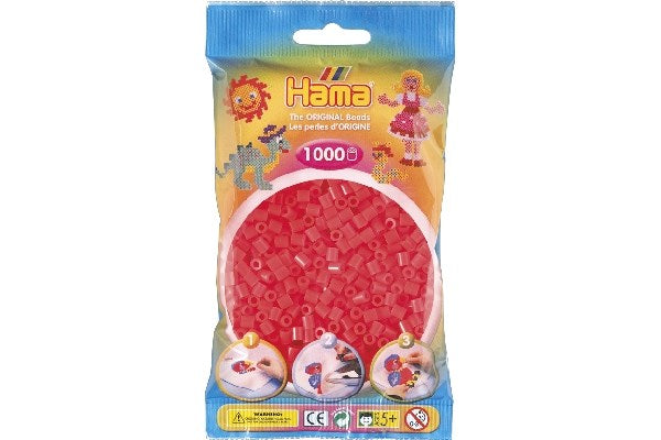 Hama perler midi 1000 stk neon rød
