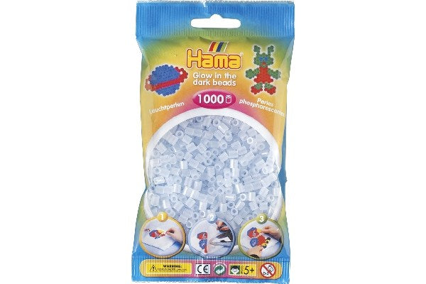 Hama perler midi 1000stk selvlysende blå