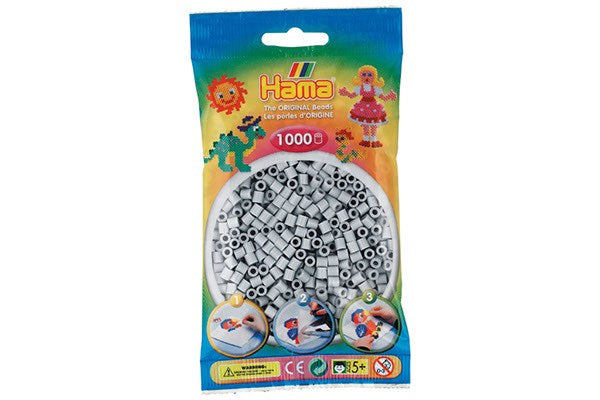 Hama perler midi 1000stk lys grå