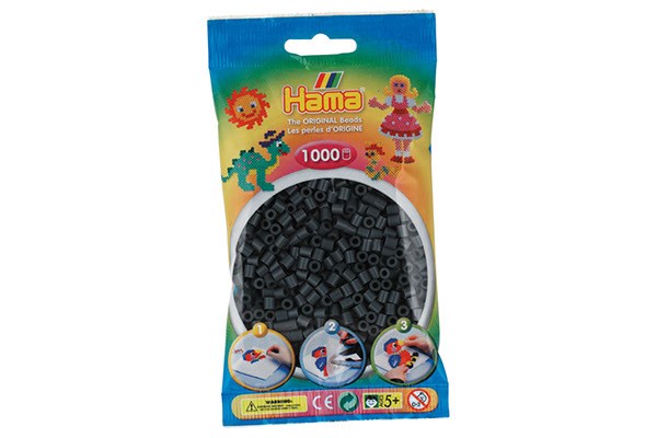 Hama perler midi 1000stk mørk grå