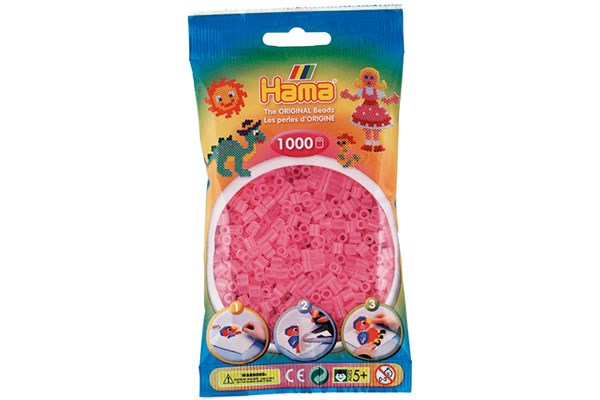 Hama perler midi 1000 stk transp. pink