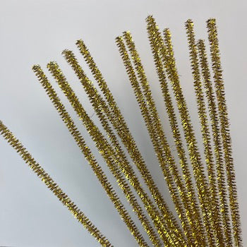 Chenille/piberenser 6mm x 30cm guld glitter